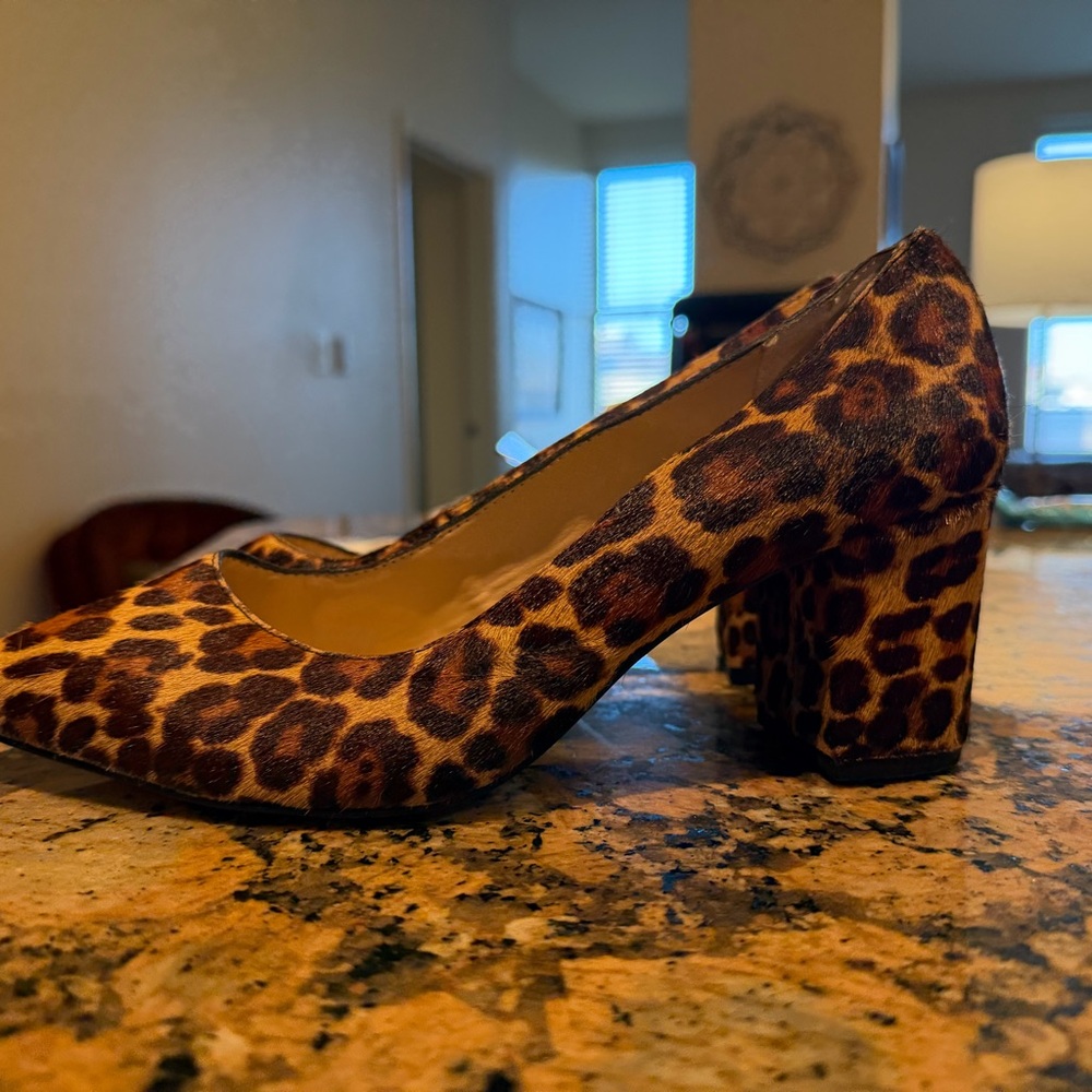 Gianni Bini Leopard Print Block Heel Pumps
